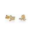 Gold and Pavé Diamond Love Stud Earrings