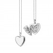 Heart Locket with White Sapphires, Silver Chain