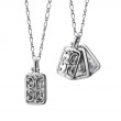Sterling Silver Rectangular Gate Locket Necklace with Sapphires