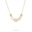 Lunaria 18K Yellow Gold and Diamond White Mother of Pearl Graduated Necklace