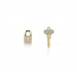 Gold & Diamond Lock & Key Stud Earrings