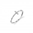 White-Gold & Pavé Diamond Bent Cross Ring