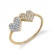 Gold & Pavé Diamond Double Heart Ring