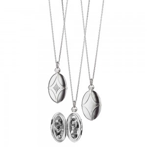 Sterling Silver Bridle Locket with White Sapphires