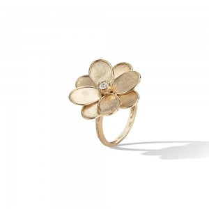 Petali 18K Yellow Gold and Diamond Small Flower Ring
