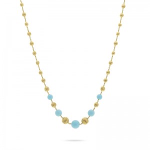 Africa 18K Yellow Gold and Turquoise Short Necklace