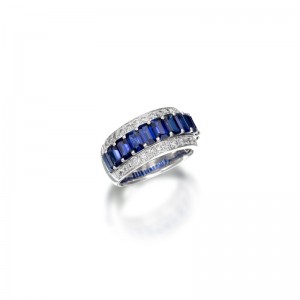 White Gold Xpandableâ„¢ Sapphire and Diamond Ring