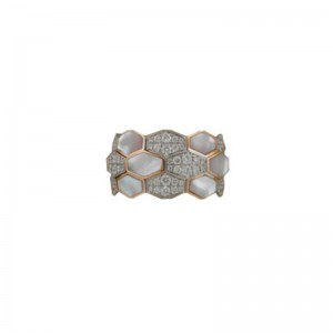 Rose and White Gold Xpandableâ„¢ Diamond and Mother of Pearl Ring