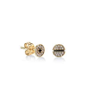 Yellow Gold & Pavé Diamond Small Screw Stud Earrings