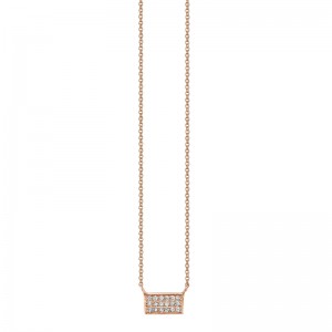 Diamond Small Bar Necklace in Rose Gold
