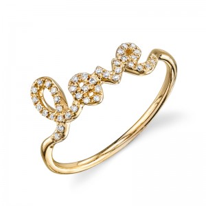 Yellow Gold & Pavé Diamond Love Ring