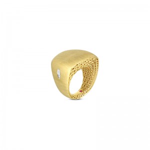 Golden Gate Satin Square Top Ring with Diamond Accent