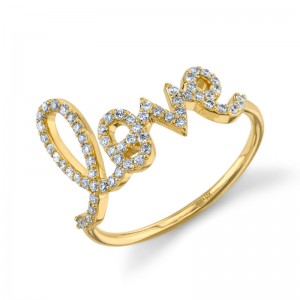 Yellow Gold & Pavé Diamond Large Love Ring