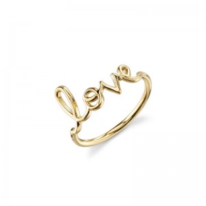 Pure Gold "Love" Script Ring