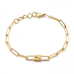 Lock Charm Paperclip Chain Bracelet