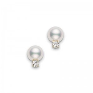 Akoya Cultured Pearl & Diamond Earrings 7-7.5mm