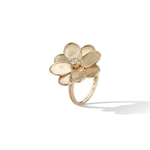 Petali 18K Yellow Gold and Diamond Small Flower Ring