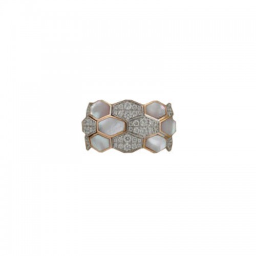 Rose and White Gold Xpandable™ Diamond and Mother of Pearl Ring