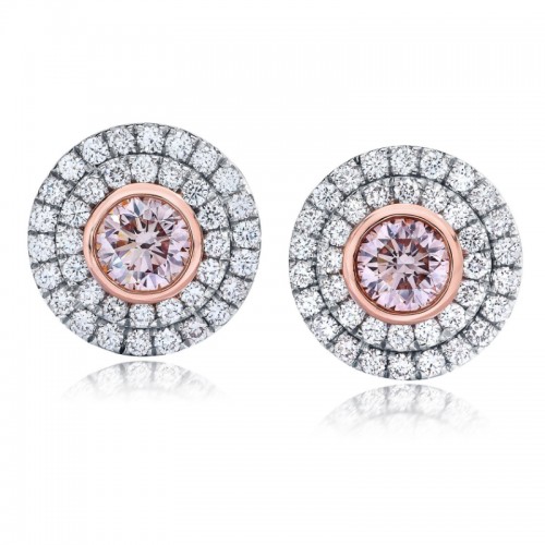 Pink Diamond Circle Earrings