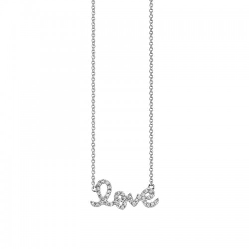 Small White Gold & Diamond Love Necklace