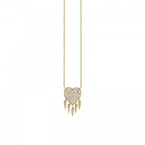 Pavé Diamond Fringe Heart Necklace in Gold