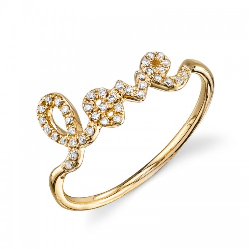 Yellow Gold & Pavé Diamond Love Ring