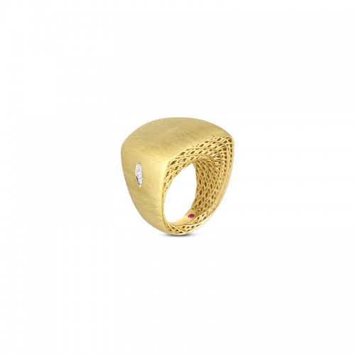 Golden Gate Satin Square Top Ring with Diamond Accent