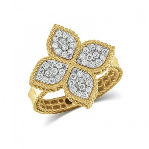Princess Flower Yellow Gold Diamond Ring