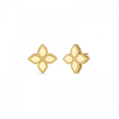 Gold Princess Flower Medium Stud Earrings