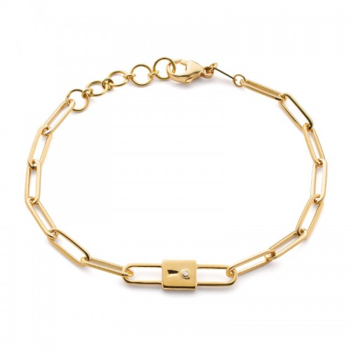 Lock Charm Paperclip Chain Bracelet