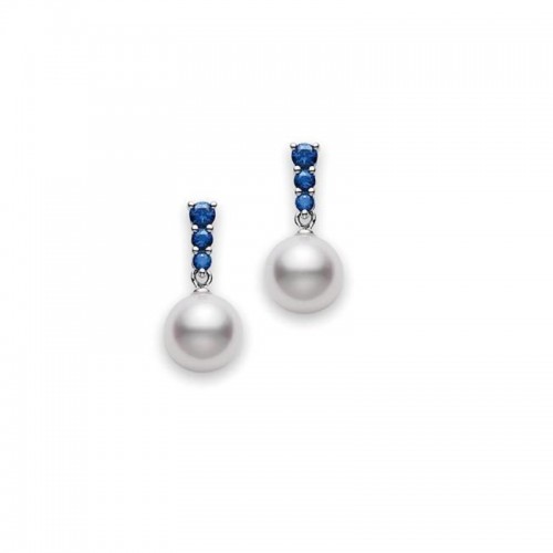 Akoya Cultured Pearl And Sapphire Drop Earrings