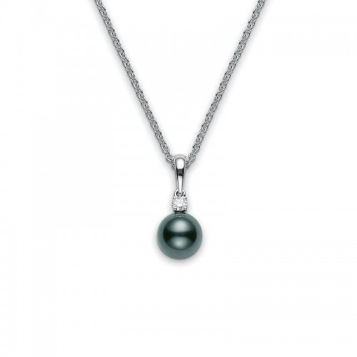 Black South Sea Cultured Pearl 9mm and Diamond Pendant