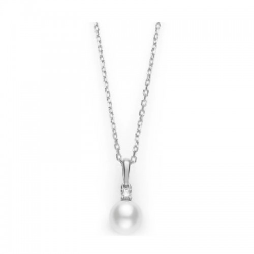 Akoya Cultured Pearl and Diamond Pendant 6-6.5mm