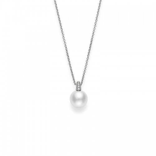 White South Sea Cultured Pearl and Pavé Diamond Pendant 12mm