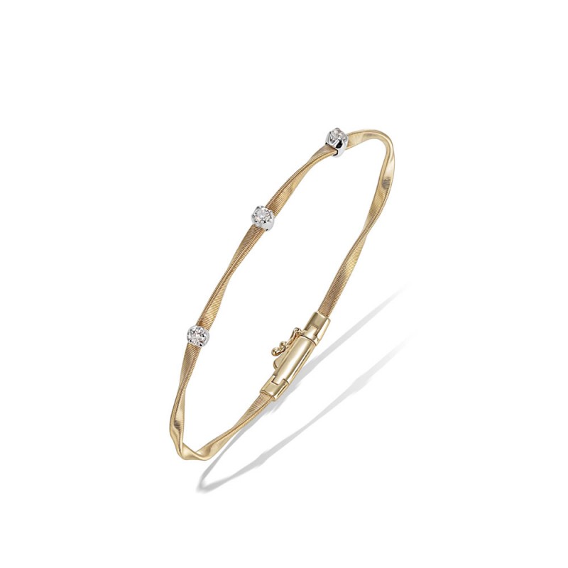 Marrakech 18k Yellow Gold and Diamond Stackable Bangle