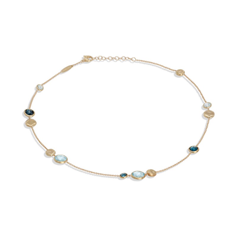 Jaipur 18K Yellow Gold Mixed Blue Topaz Necklace