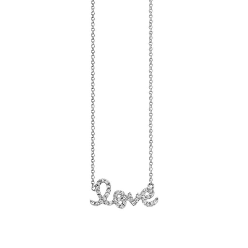 Small White Gold & Diamond Love Necklace