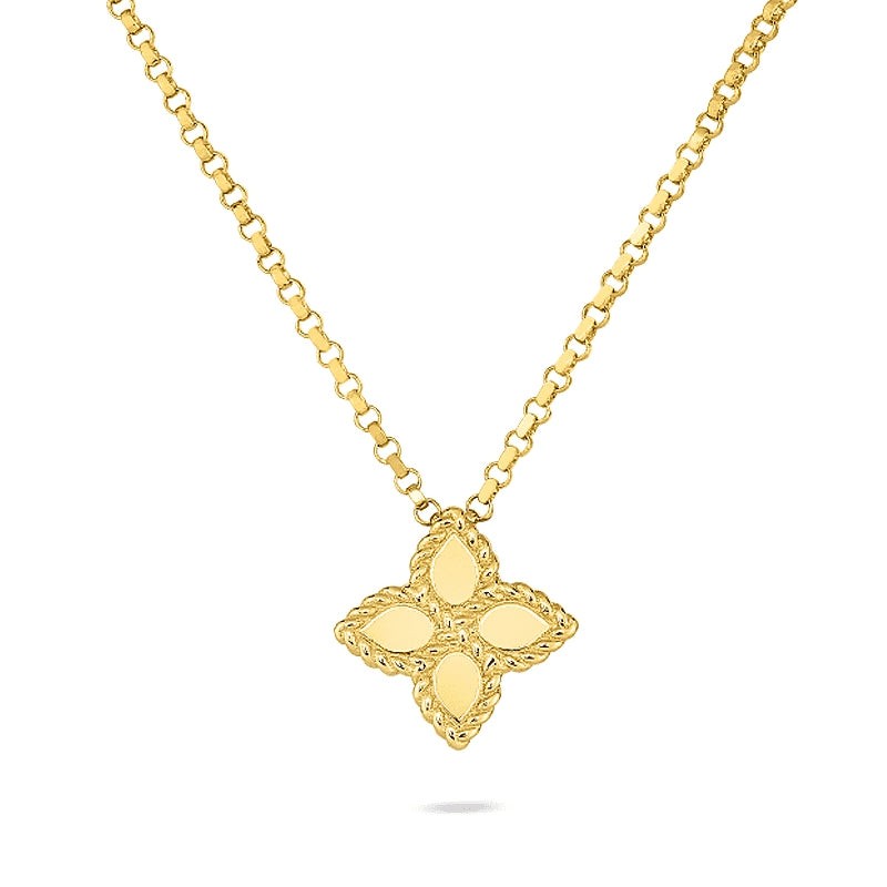 Gold Princess Flower Pendant Necklace